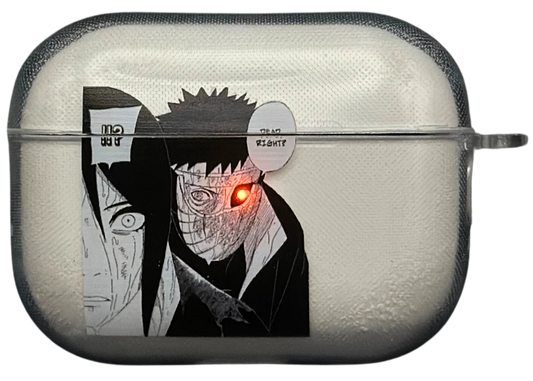 Anime-themed air pod case with character design on a white background. Obito Uchiha from naruto
